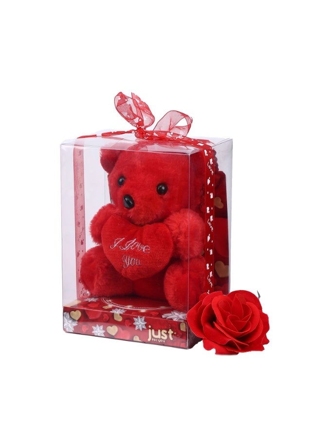 دمية دب حمراء من هوم سمارت، طولها 30 سم - لعبة محشوة ناعمة من القطيفة، هدية مثالية لطيفة لعيد الحب، والذكرى السنوية، وأعياد الميلاد، والمناسبات الخاصة.